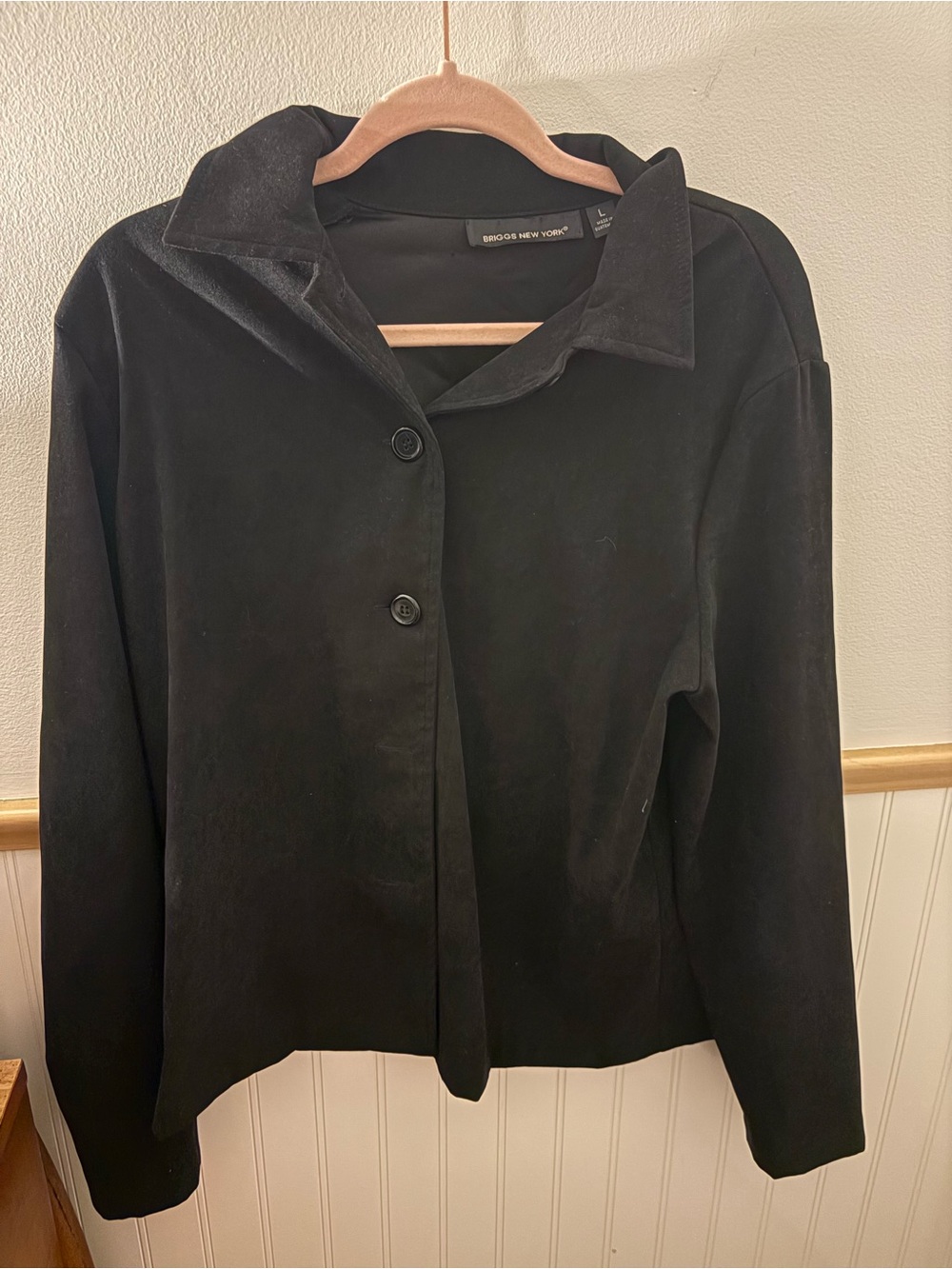 Briggs New York Women’s Black Faux Suede Button Front Jacket Size L